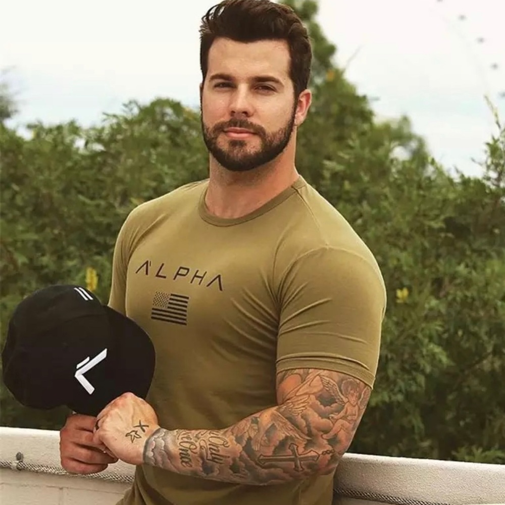 New ALPHA ATHLETI-FIT™ TEE XL Green Black FLAG